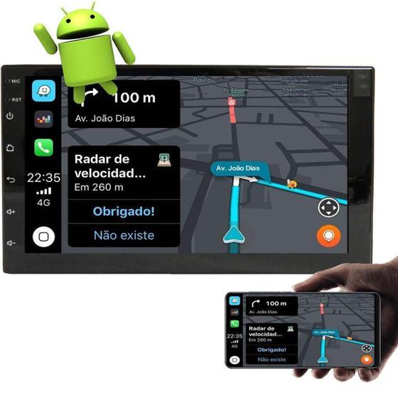 Imagem de Multimídia Android 11 Tela De 7 Polegadas 2 Din H-Tech Com Espelhamento Bluetooth Entrada USB E Processador Quad Core