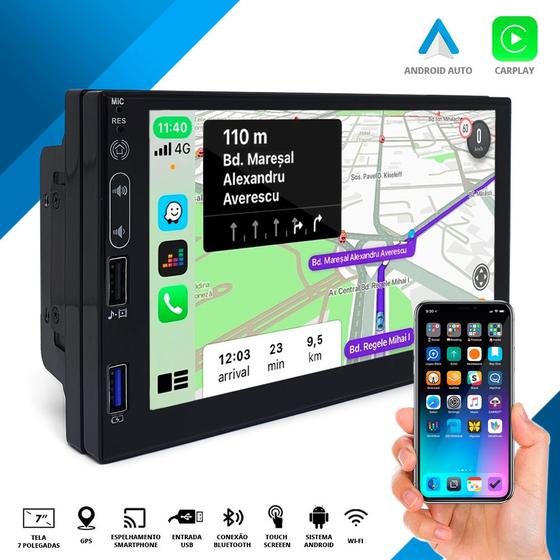 Imagem de Multimídia Android Fiat Grand Siena 2012 2013 2014 2015 2016 Bluetooth USB GPS Espelhamento Android Auto Carplay Sem Fio Cabo