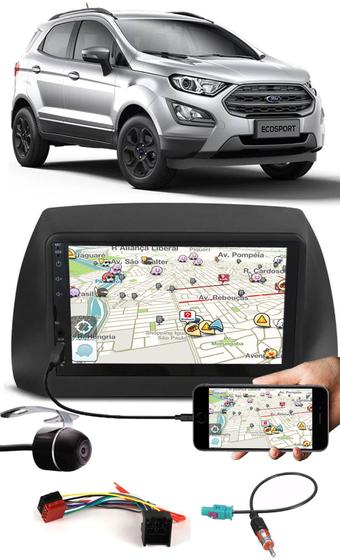 Imagem de Multimídia Ford Ecosport 2018 2019 2020 2021 Espelhamento Bluetooth USB SD Card + Moldura + Chicotes + Câmera Ré