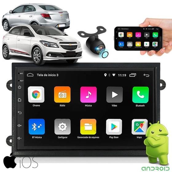 Imagem de Multimídia GPS Android Mp5 Onix Prisma Moldura 2 din Com Câmera De Ré