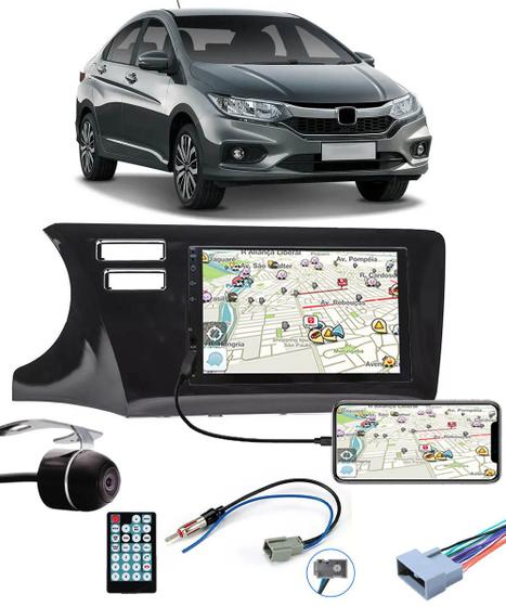 Imagem de Multimídia Honda City 2015 2016 2017 2018 2019 2020 2021 Espelhamento Bluetooth USB SD Card + Moldura + Câmera Borboleta + Chicote + Adaptador de Ante