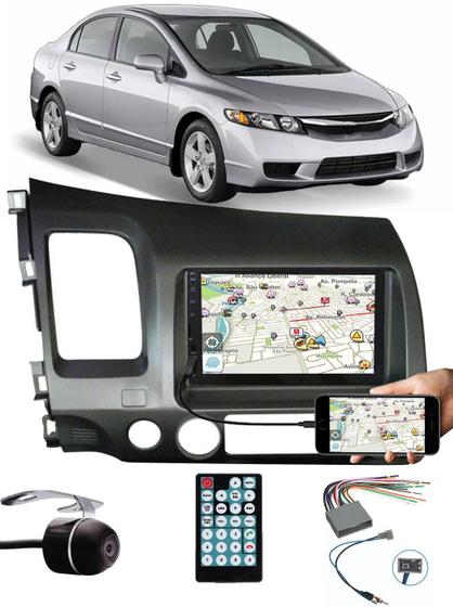 Imagem de Multimídia Honda New Civic 2007 à 2011 Espelhamento Bluetooth USB SD Card + Moldura + Chicotes + Câmera Ré