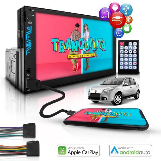 Imagem de Multimidia Mp5 1/2din Carplay Android Espelha Bt Sandero