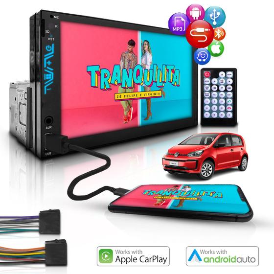 Imagem de Multimidia Mp5 1/2din Carplay Android Espelha Bt Vw Up