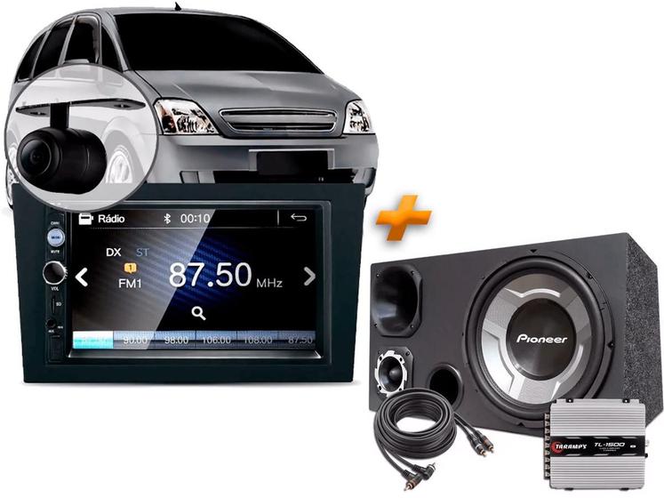 Imagem de Multimídia Mp5 Chevrolet Meriva + Câmera + Moldura + Caixa Trio + Modulo Taramps