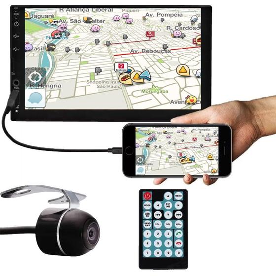 Imagem de Multimídia MP5 E-Tech 2 Din 7" Polegadas Espelhamento Bluetooth USB SD Card + Câmera de Ré