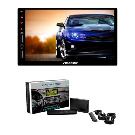 Imagem de Multimídia Plus CarPlay Roadstar Full Touch 7" Capacitiva + Receptor de TV Digital Automotivo Faaftech FT-TV-1SEG IV