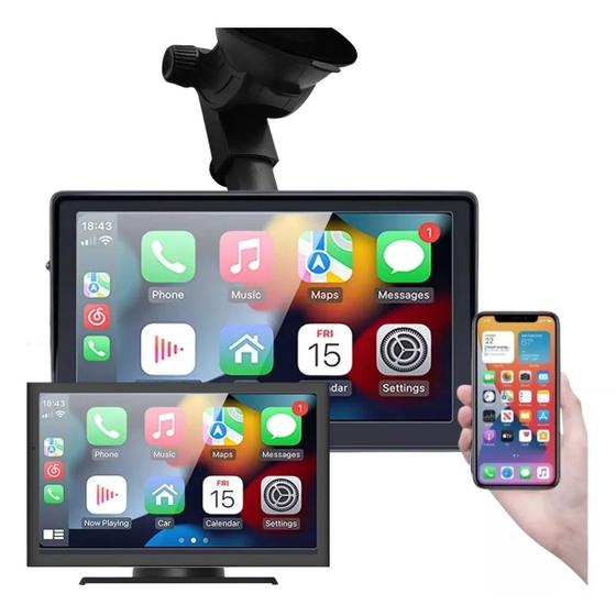 Imagem de Multimídia Portatil Carplay Bluetooth Tela Touch 7" Android e Ios Universal som Estéreo