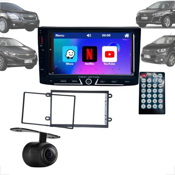 Imagem de Multimidia Rádio MP5 2 Din + Câmera de Ré e Moldura Para Onix Cobalt Prisma Spin