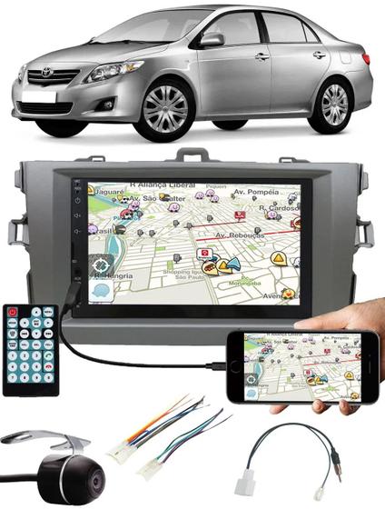 Imagem de Multimídia Toyota Corolla 2009 à 2013 Espelhamento Bluetooth USB SD Card + Interface Comando Volante + Moldura + Chicotes + Câmera Ré