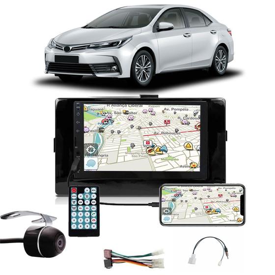 Imagem de Multimídia Toyota Corolla 2017 2018 2019 Espelhamento Bluetooth USB SD Card + Moldura + Câmera Borboleta + Adaptador de Antena + Chicotes