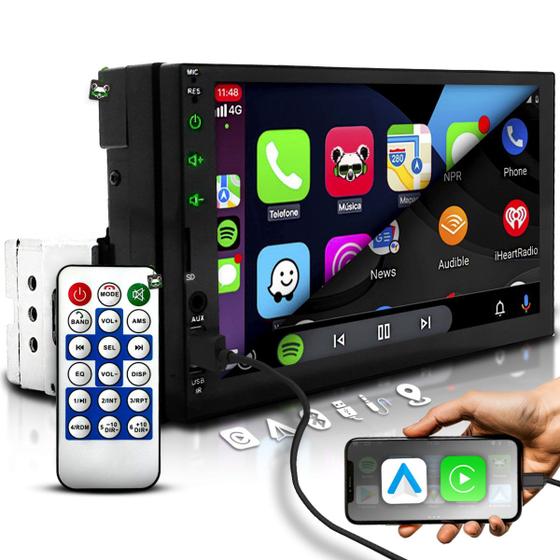 Imagem de Multimídia Universal 7 pol Mp5 Ips 1 Din C/ Android Auto Carplay