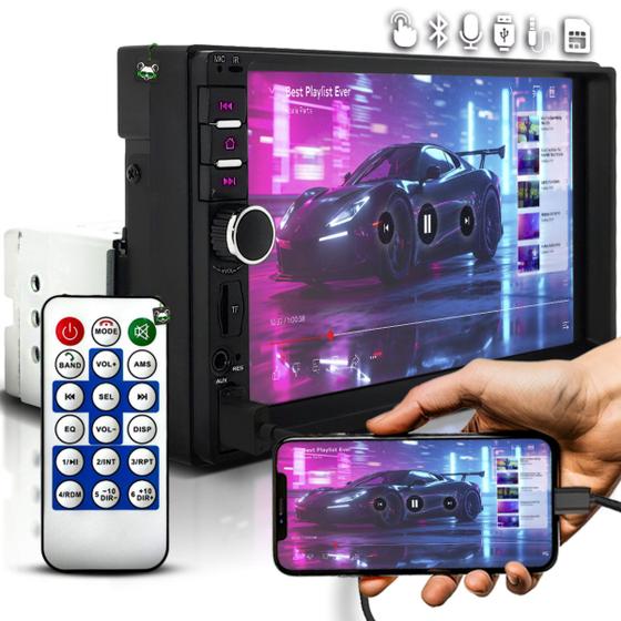 Imagem de Multimídia Universal 7 pol Mp5 Ips 1 Din Espelhamento Android Ios Bt