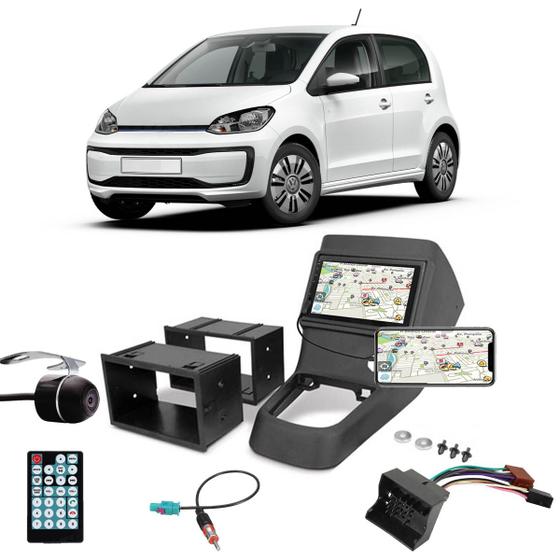 Imagem de Multimídia VW UP Espelhamento Bluetooth USB SD Card + Moldura + Câmera Borboleta + Chicote + Adaptador de Antena