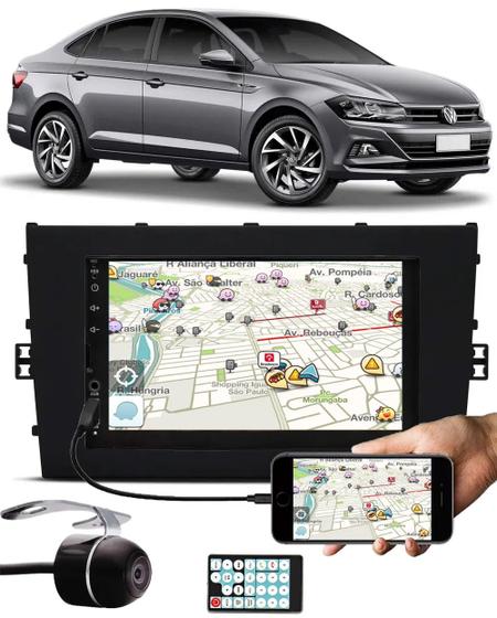 Imagem de Multimídia Vw Virtus E-Tech Bluetooth Espelhamento Android IOS Interface Comando Volante + Câmera Ré