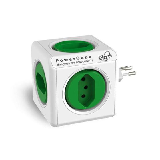 Imagem de Multiplicador de Tomada Elg PowerCube Original - 2P+T - 5 tomadas - Branco - PWC-R5