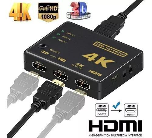 Imagem de Multiplicador Splitter Hub Hdmi 3x1 Chave Seletora Chaveador