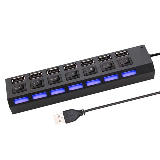 Imagem de Multiplicador Usb Hub 7 Portas 2.0 480mbps Fonte Compacto