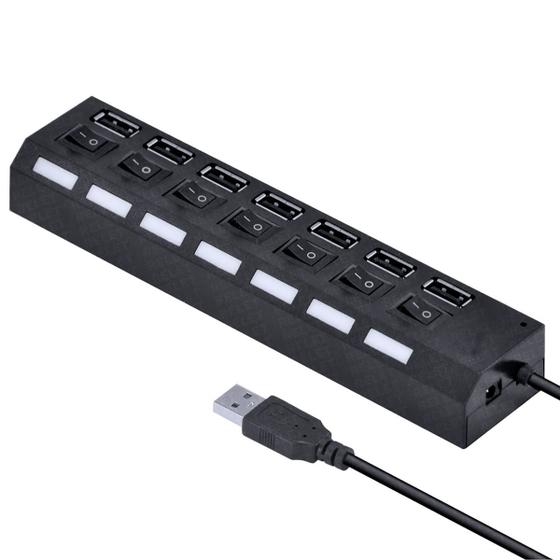 Imagem de Multiplicador Usb Hub 7 Portas 2.0 480mbps Fonte Compacto