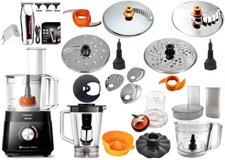 Imagem de Multiprocessador 127V 1000W preto com 21 Itens com 2 Anos Garantia 7304 com 4 discos inox