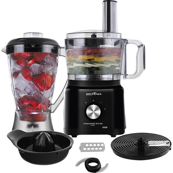 Multiprocessador Britânia com Liquidificador, 2 Velocidades e 1,2L All in One BMP900P 127V Preto Menor preço em Multiprocessador Britânia com Liquidificador, 2 Velocidades e 1,2L All in One BMP900P 127V Preto