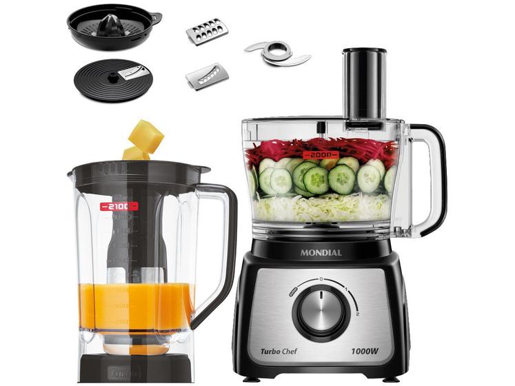 Multiprocessador de Alimentos Mondial Preto – Turbo Chef MPN-01-BE 7 Funções 1000W