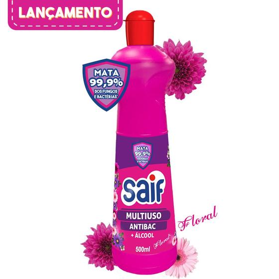 Imagem de Multiuso Antibac + Álcool Squeeze Floral 500ml Saif