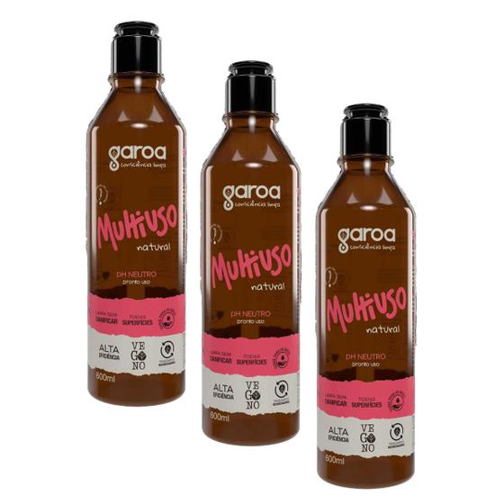 Imagem de Multiuso Garoa Natural Vegano Biodegradável 600 ml Kit 3