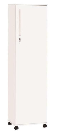 Imagem de Multiuso / Organizador Com Chave 1 Porta Com Prateleiras Móvel e Rodízios Cor Branco