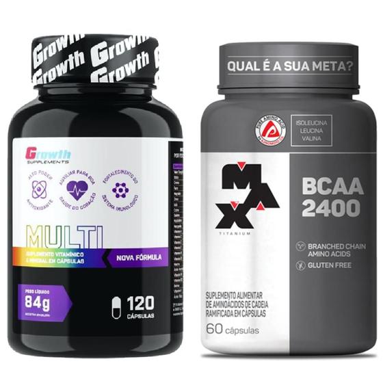 Imagem de Multivitaminico 120 Caps Growth + Bcaa 2400mg 60 Caps Max