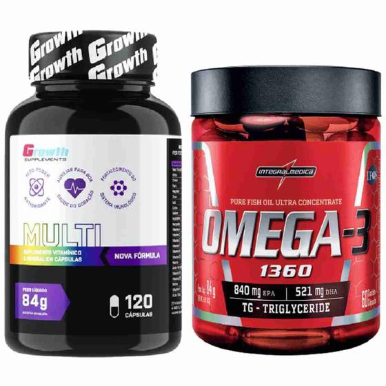 Multivitaminico 120 Caps Growth + Omega 3 60 Caps Integral Growth