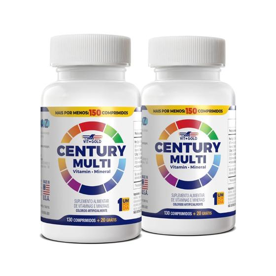 Imagem de Multivitamínico Century Multi Vitgold Kit 2x130 + 20 comp.