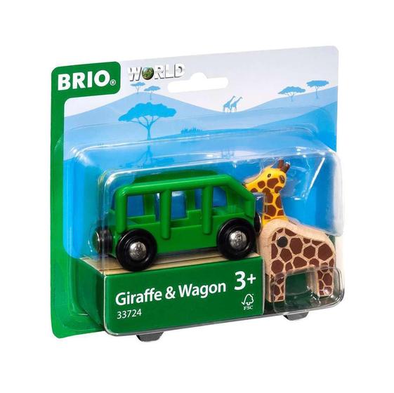 Imagem de MUNDO BRIO - 33724 Girafa e Vagão  Acessório de trem de brinquedo de 2 peças para crianças de 3 anos ou mais, verde
