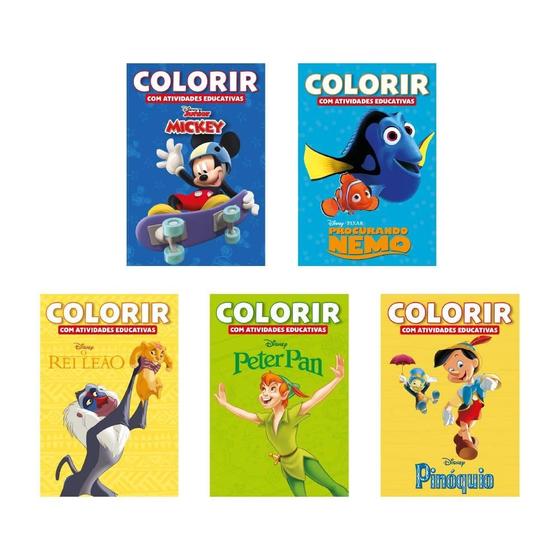 Imagem de Mundo Mágico da Disney  5 Livros de colorir com atividades com Mickey, Rei Leão e Muito Mais!