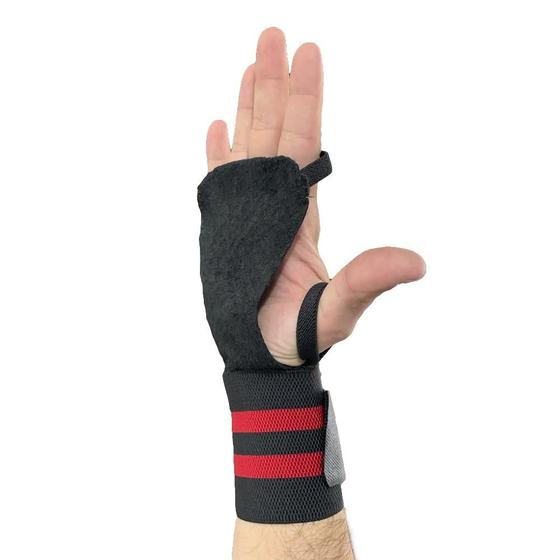 Imagem de Munhequeira Com Protetor De Palma Em Couro Treino Funcional Academia Musculação