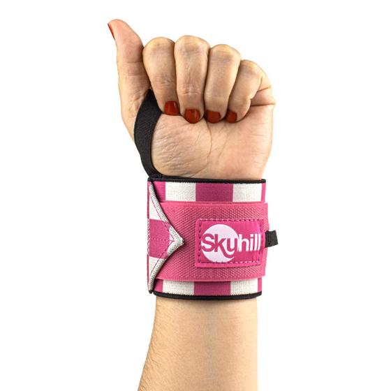 Imagem de Munhequeira Elástica Rosa Quadrado Skyhill Cross Training