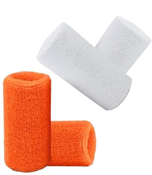 Imagem de Munhequeira Toalha 15cm Pack 2 Pares Cores Laranja e Branca