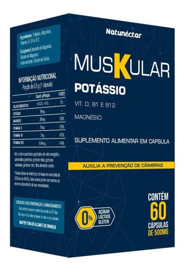 Muskular Suplemento Alimentar 60 Cápsulas Magnésio Potássio 100% Pura Natural Natunectar Original Menor preço em Muskular Suplemento Alimentar 60 Cápsulas Magnésio Potássio 100% Pura Natural Natunectar Original