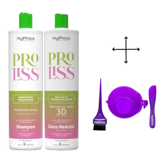 Imagem de My phios Progressiva Shampoo E Gloss 1l Proliss + Acessórios