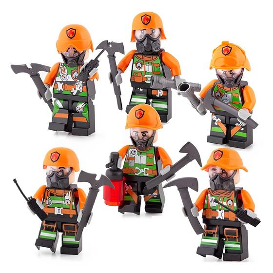 Imagem de N/A Kit Bonecos Articulados Sortidos - Block Heroes Missão Bombeiros - Polibrinq BL595