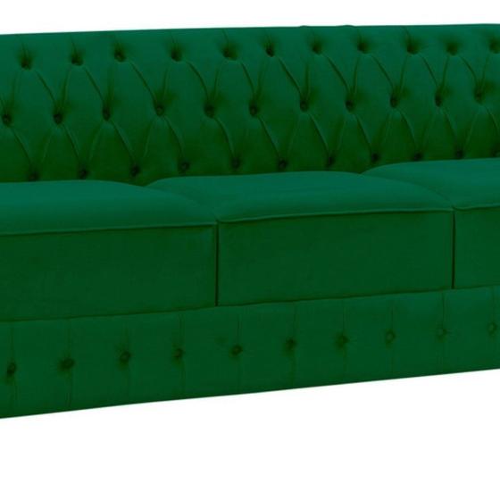 Imagem de Namoradeira Chesterfield Bourbon Veludo 3 Lugares Verde