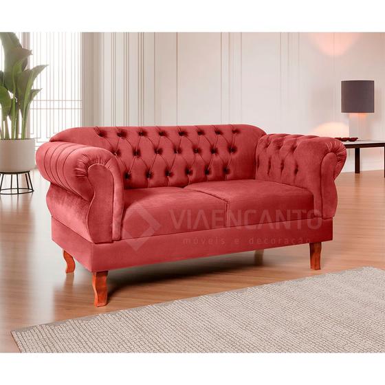 Imagem de Namoradeira Chesterfield Elisabeth Via Encanto Veludo Rosa