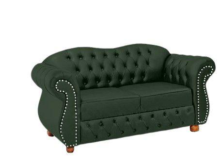 Imagem de Namoradeira Chesterfield Merlo 2 Lugares - Suede Verde Musgo / Decoração, recepção, sala tv estar