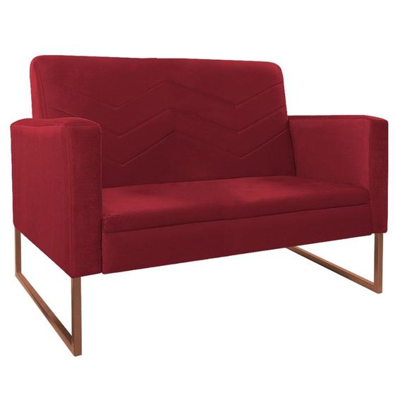 Imagem de Namoradeira Decorativa Bella Base de Ferro Bronze Suede Vermelho - Amarena Móveis