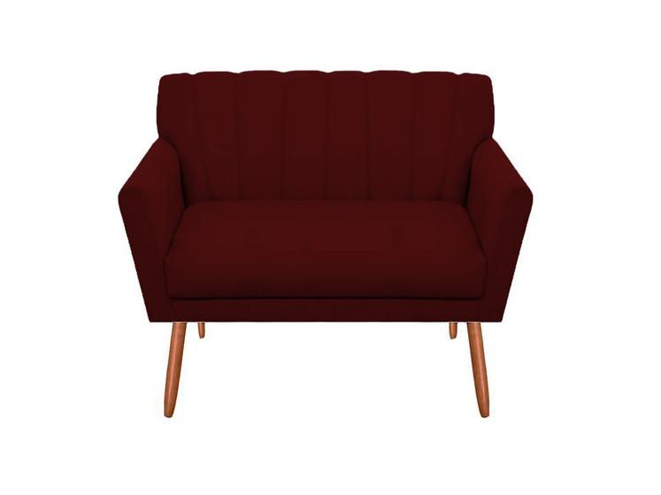 Imagem de Namoradeira Decorativa Cecília Suede Marsala 2 Lugares Pés Madeira Mz Decor