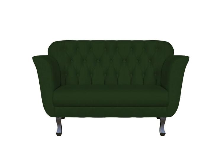 Imagem de Namoradeira Decorativa Dália Suede Verde 2 Lugares Pés Madeira Mz Decor