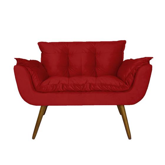 Imagem de Namoradeira Decorativa Estofada Para Consultório Opala Suede Vermelho - DL Decor