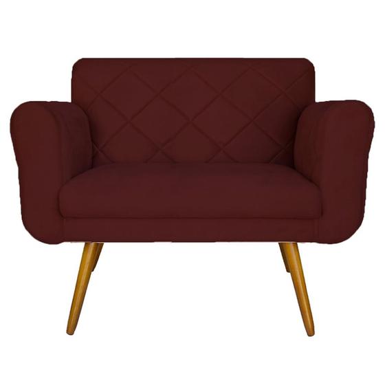 Imagem de Namoradeira Decorativa Estofada Para Sala de Recepção Isabella Suede Vermelho Bordô - LM DECOR