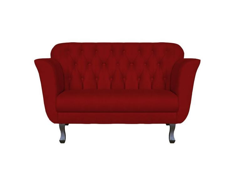 Imagem de Namoradeira Decorativa Helena Suede Vermelho 2 Lugares Pés Madeira Mz Decor