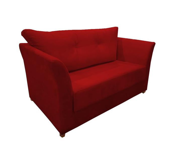 Imagem de Namoradeira Decorativa Isis Suede Vermelho Pés Madeira Mz Decor